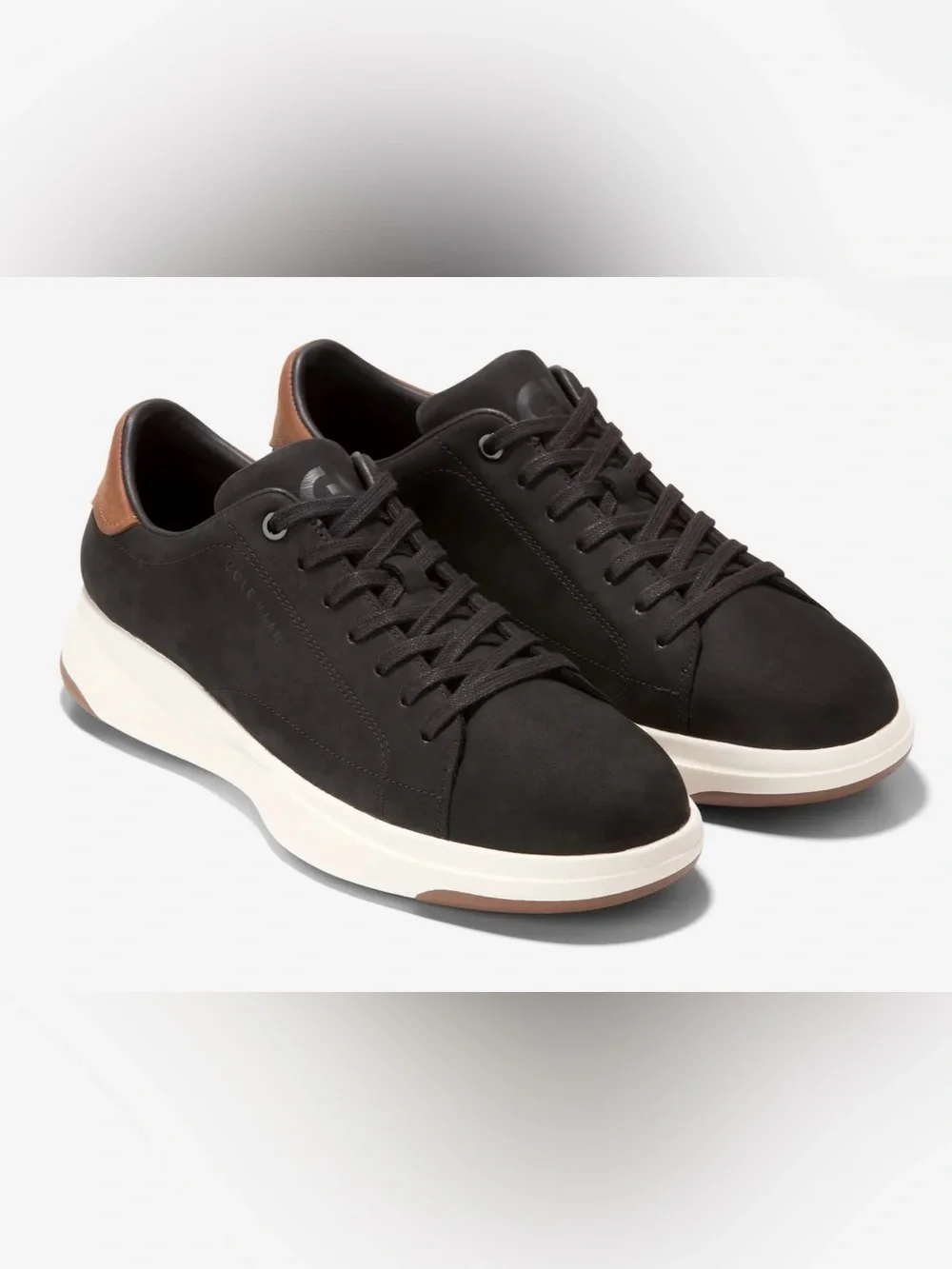 Cole Haan Men’s Black and White Suede Grand Pro Tennis 2.0 Sneaker